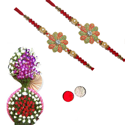 "Rakhi - ZR-5240 A (2 RAKHIS), Grand Flower Arrangement - Click here to View more details about this Product